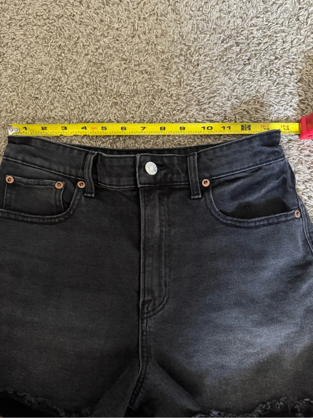 American Eagle Outfitters Stretch Black High Rise Shorts Denim Cutoff Size 4